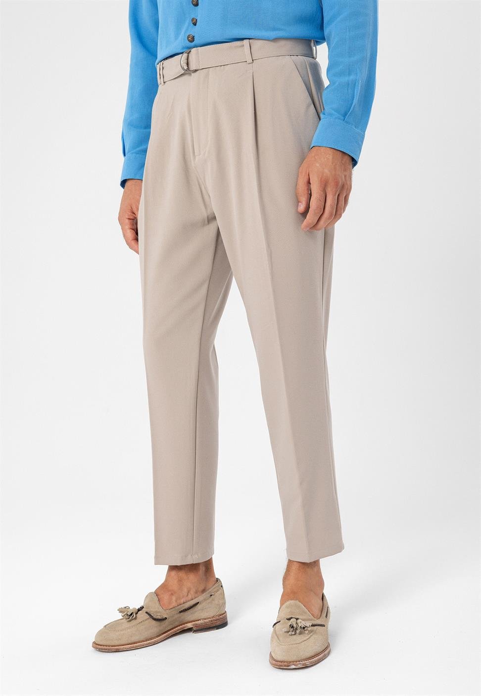 ارتفاع الخصر حزام إغلاق السراويل الرجالية