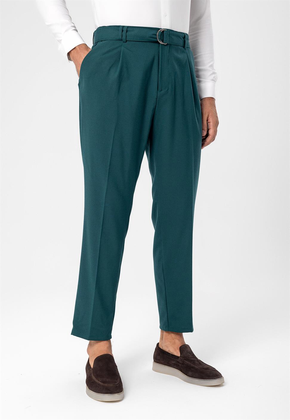 ارتفاع الخصر حزام إغلاق السراويل الرجالية