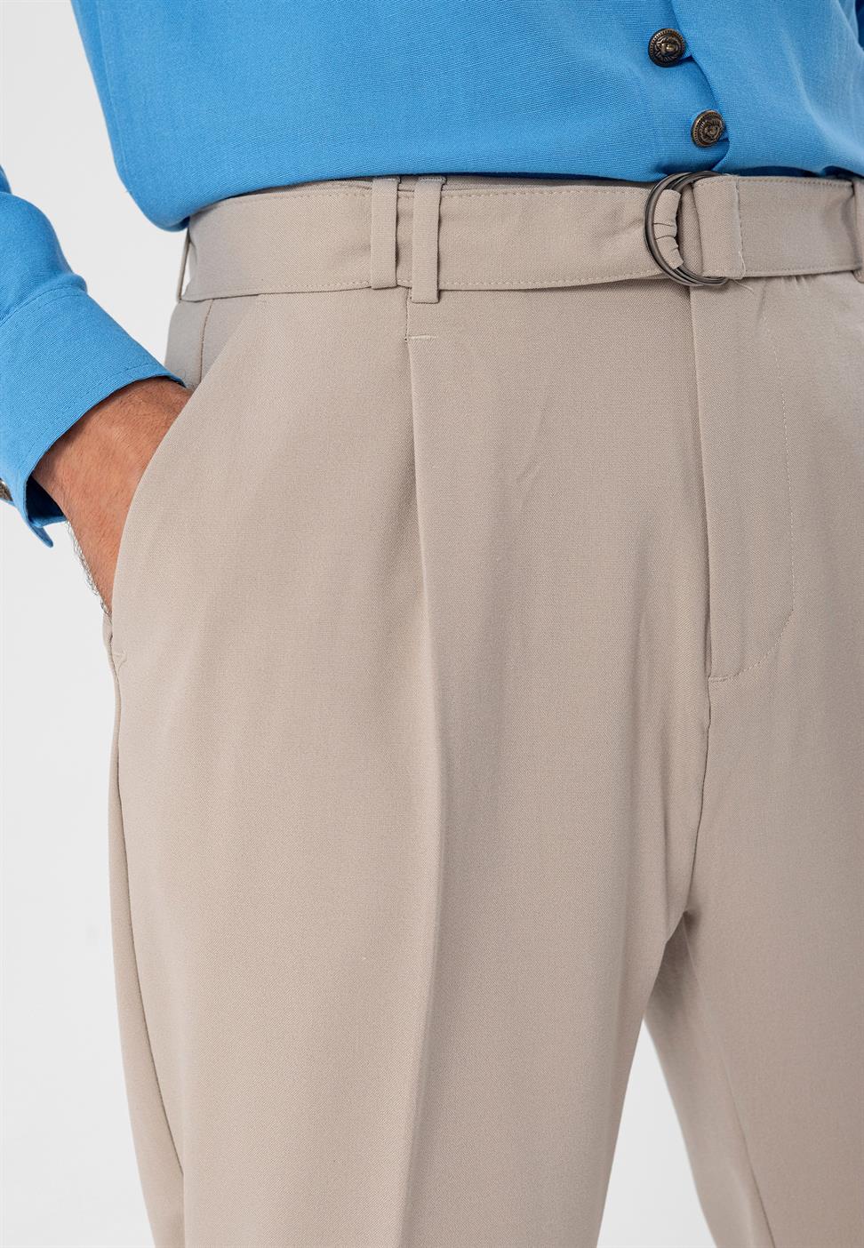 ارتفاع الخصر حزام إغلاق السراويل الرجالية