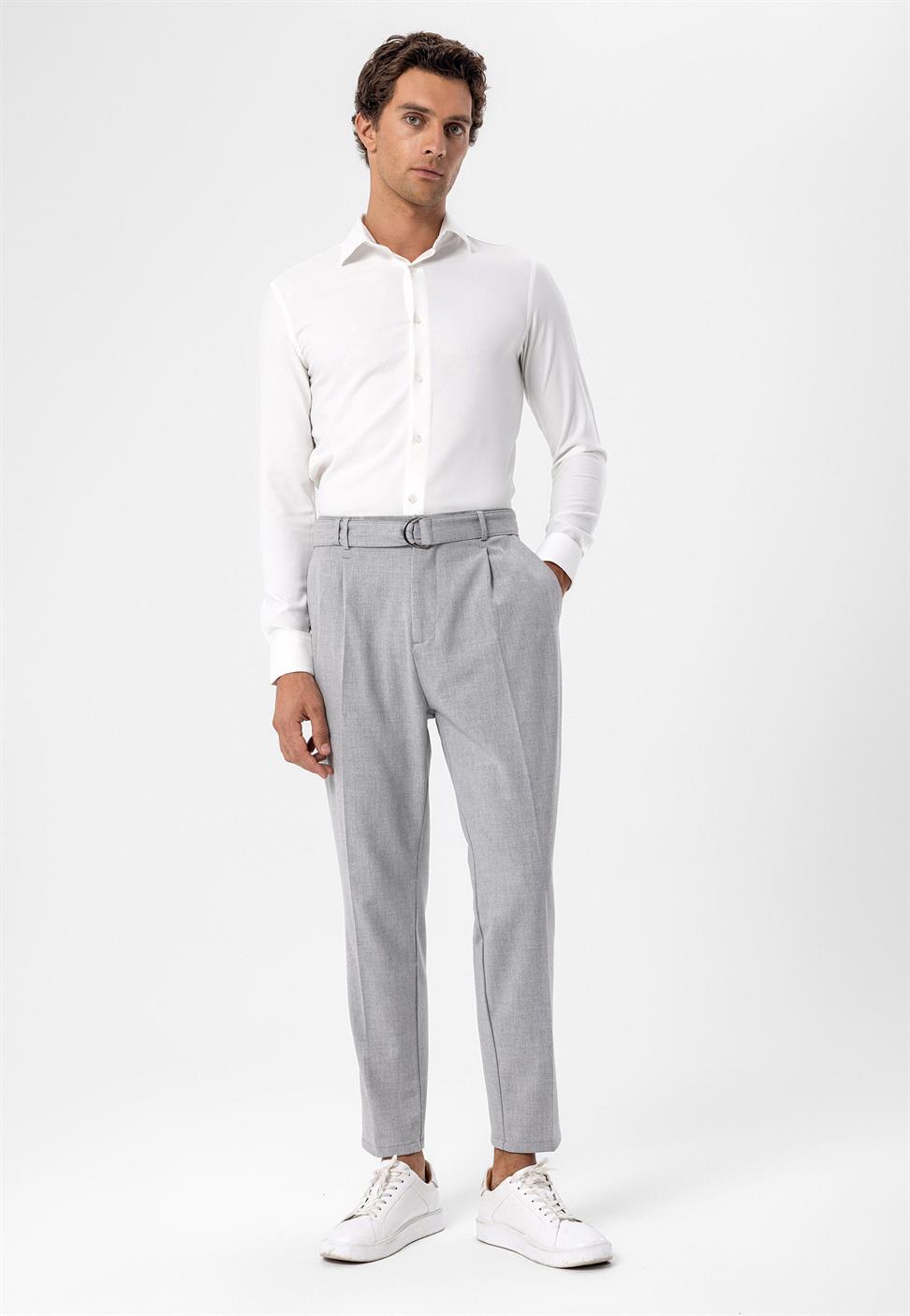 ارتفاع الخصر حزام إغلاق السراويل الرجالية