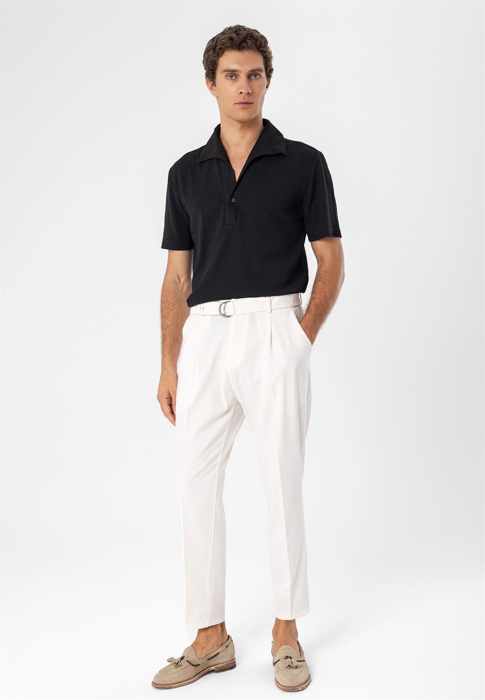 ارتفاع الخصر حزام إغلاق السراويل الرجالية