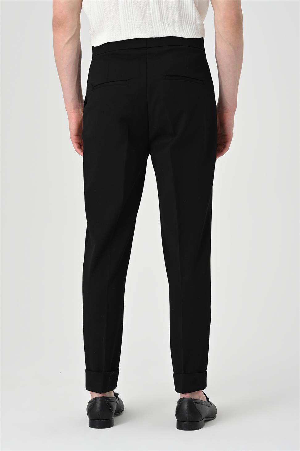 بنطلون رجالي عالي الخصر من القطن المخلوط