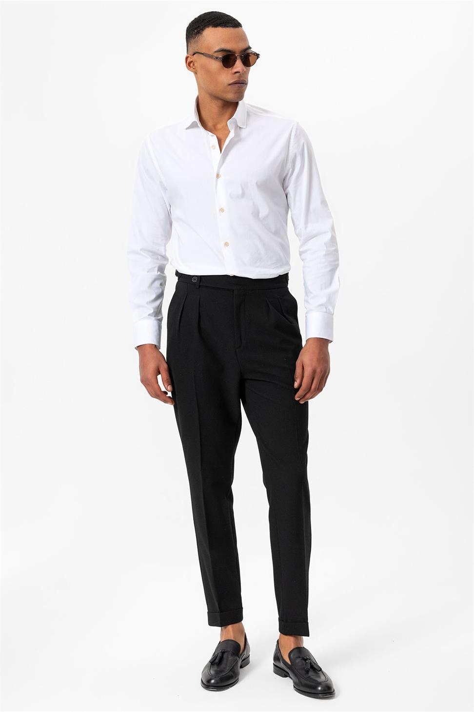 بنطلون رجالي مزخرف بخصر عالٍ