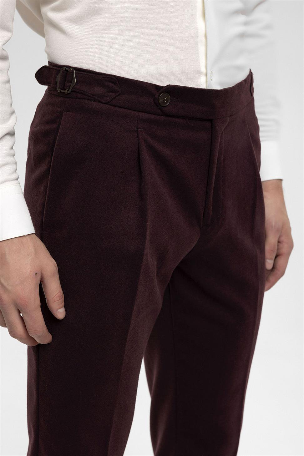 بنطلون رجالي عالي الخصر مطوي