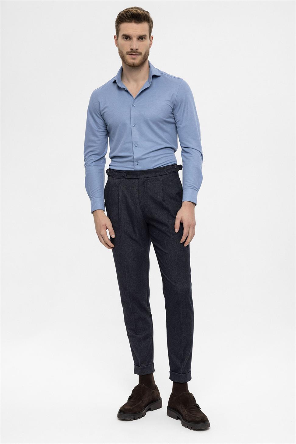 بنطلون رجالي عالي الخصر مطوي