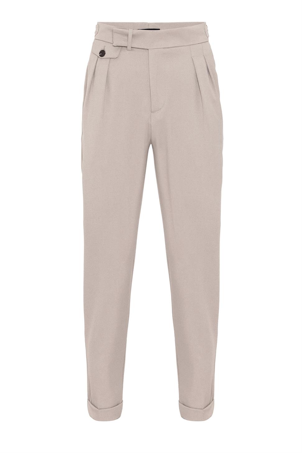 بنطلون رجالي عالي الخصر مطوي