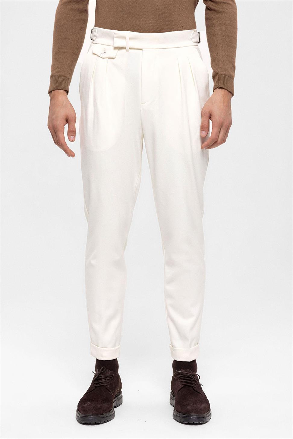 بنطلون رجالي عالي الخصر مطوي