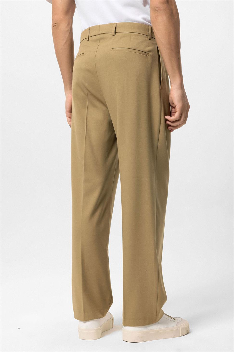 Antioch Açık Vizon Yüksek Bel Pileli Rahat Kalıp Erkek Pantolon