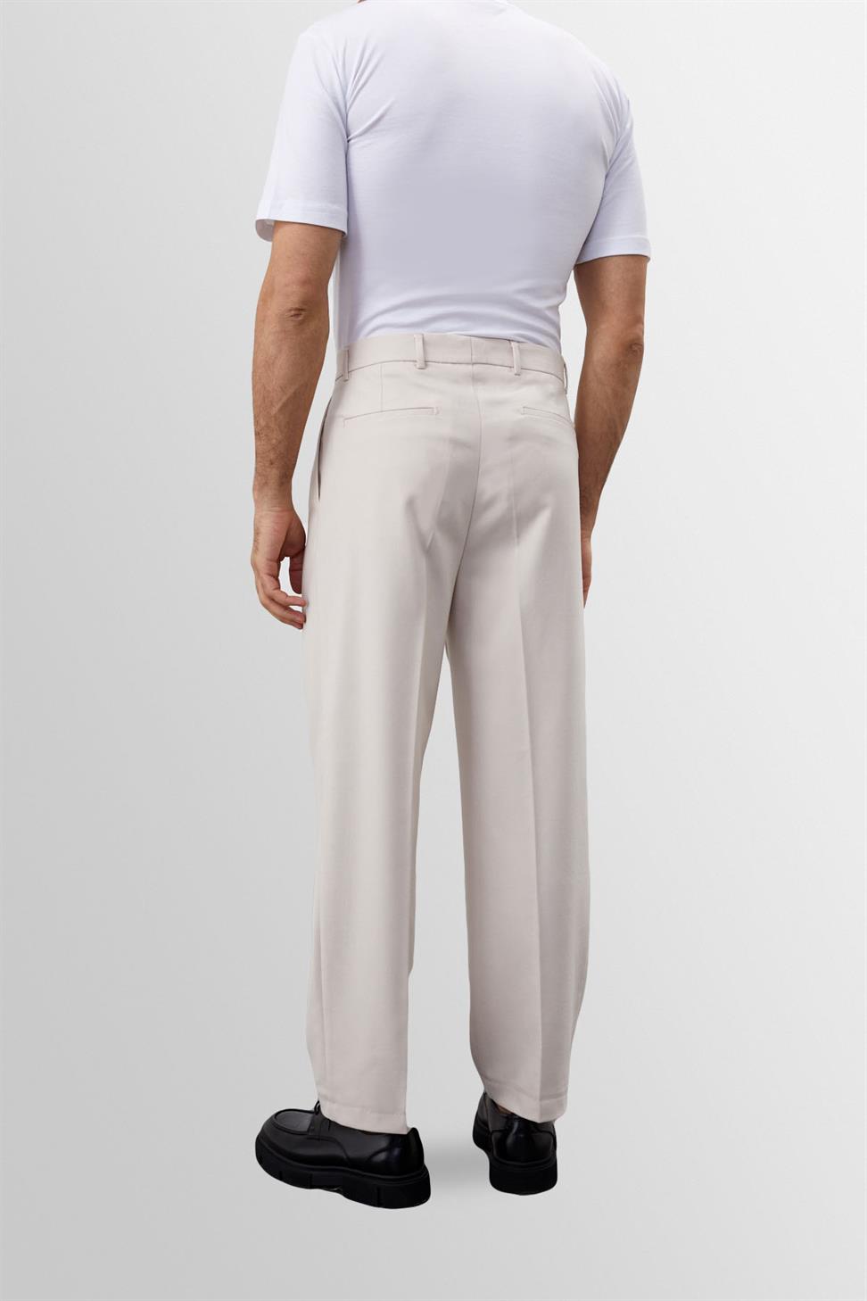 Antioch Açık Bej Yüksek Bel Pileli Rahat Kalıp Erkek Pantolon
