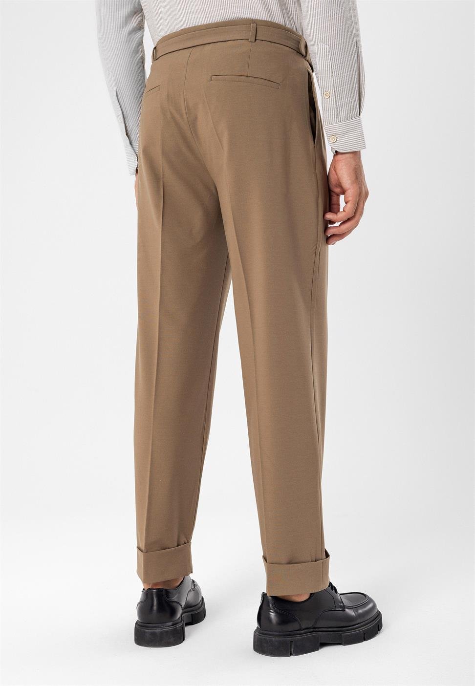 ارتفاع الخصر مطوي بنطال كاجوال مناسب للرجال