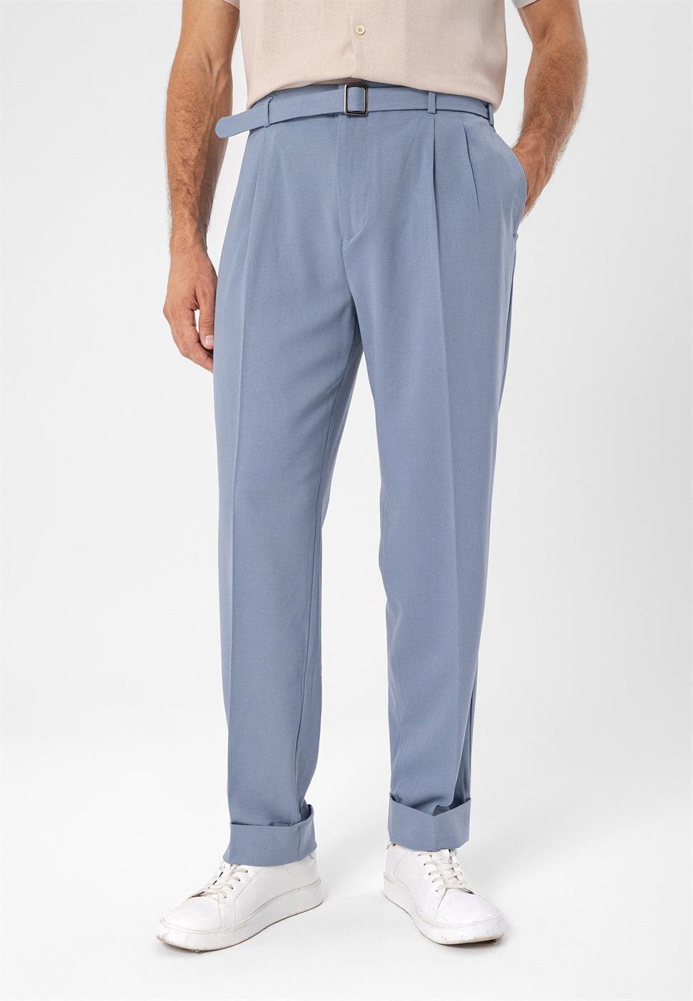 ارتفاع الخصر مطوي بنطال كاجوال مناسب للرجال