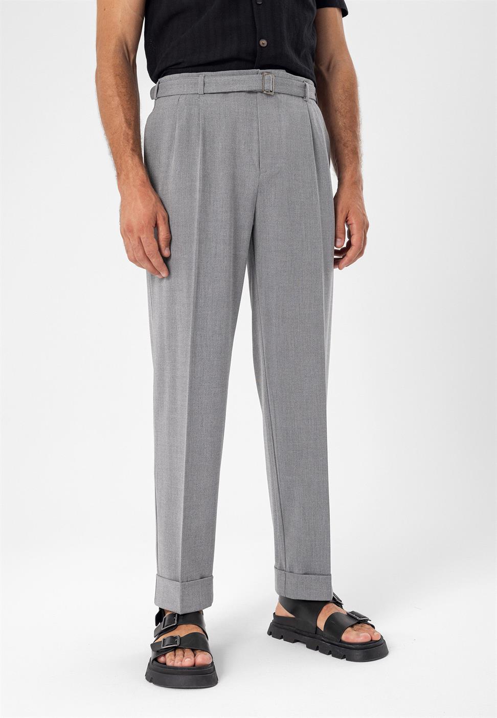 ارتفاع الخصر مطوي بنطال كاجوال مناسب للرجال