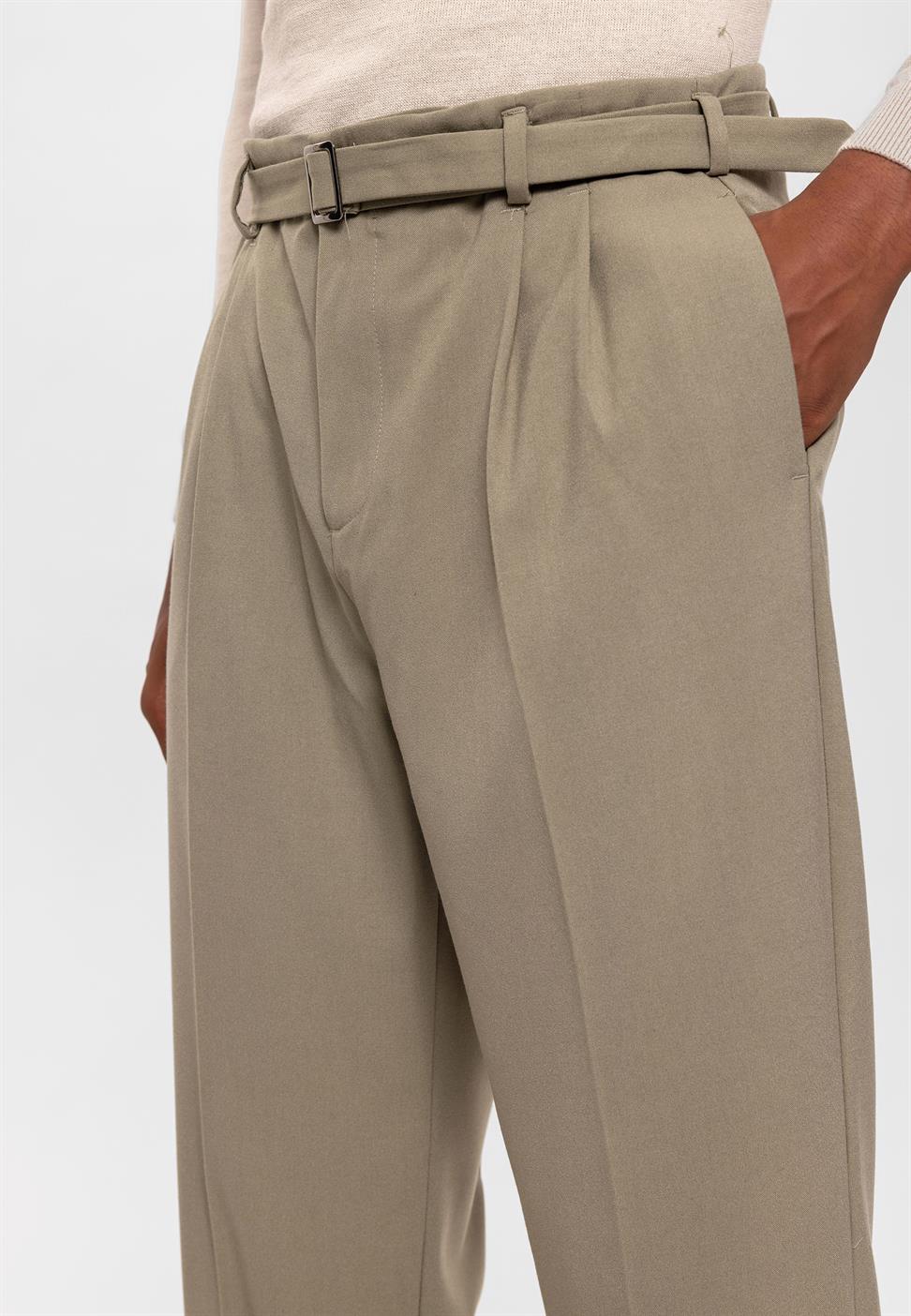 ارتفاع الخصر مطوي بنطال كاجوال مناسب للرجال