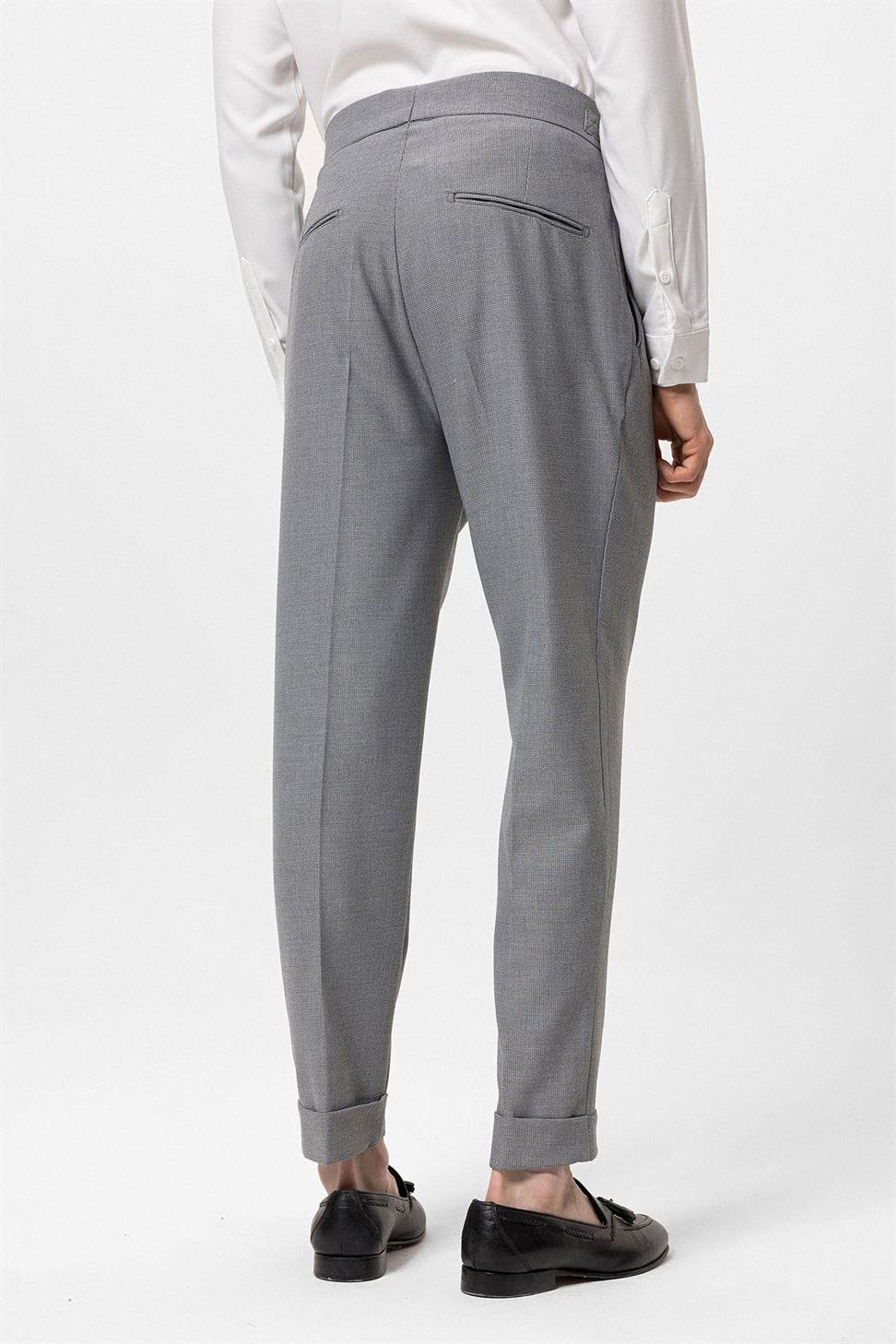 ارتفاع الخصر مشبك مطوي سراويل مفصلة للرجال