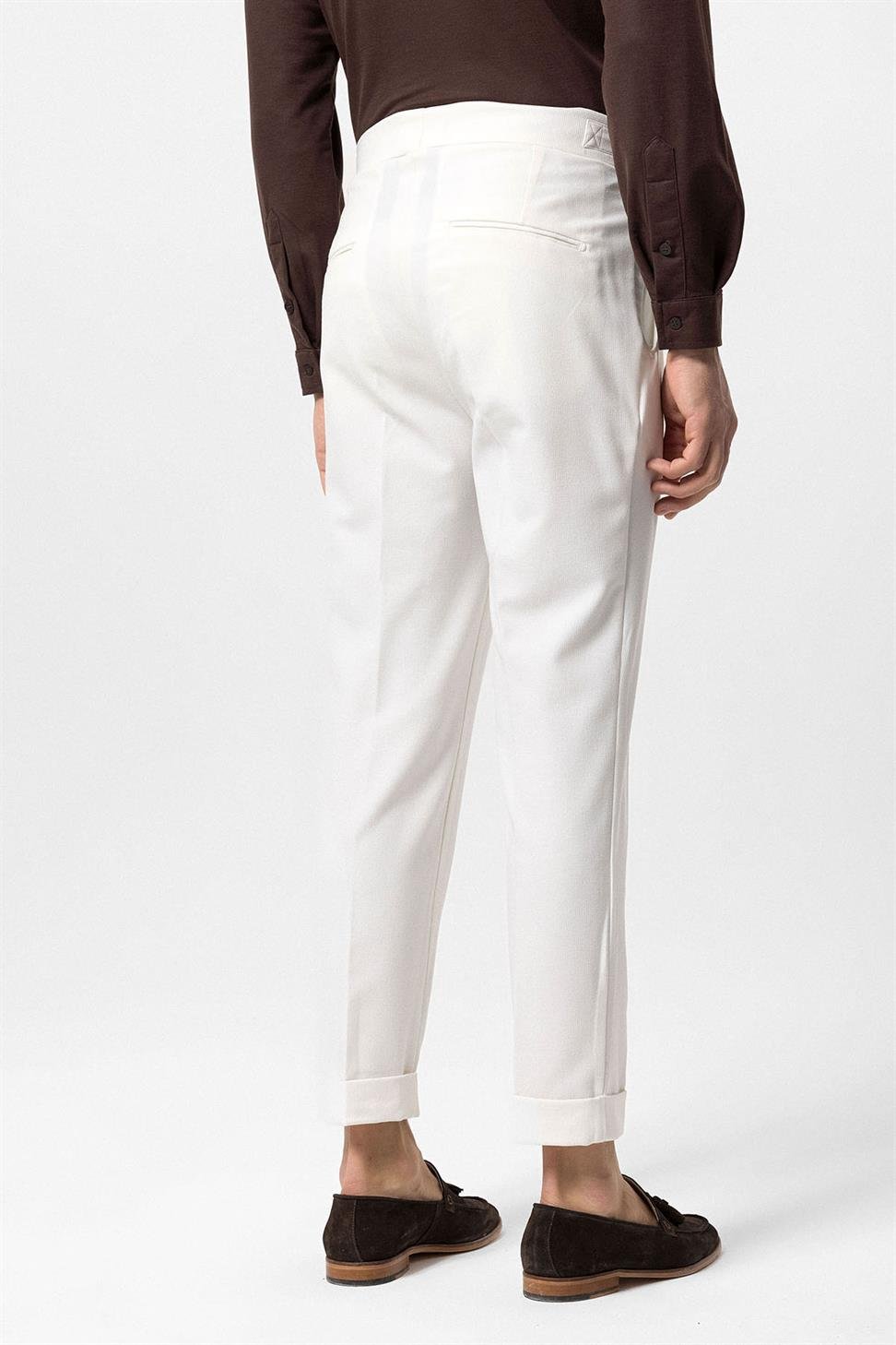 ارتفاع الخصر مشبك مطوي سراويل مفصلة للرجال