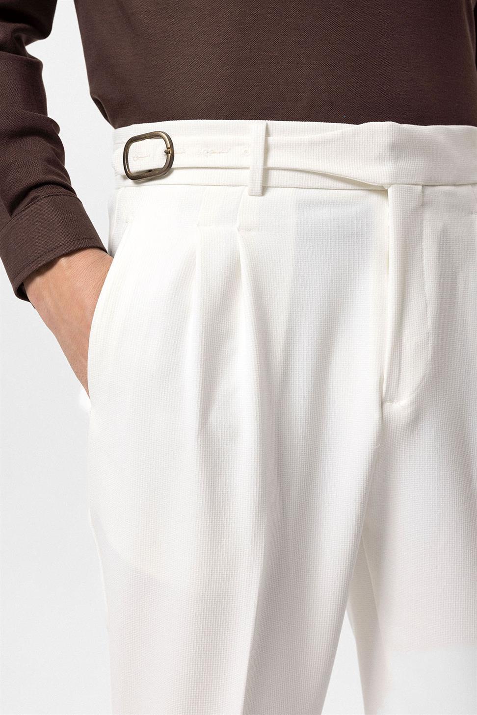 ارتفاع الخصر مشبك مطوي سراويل مفصلة للرجال