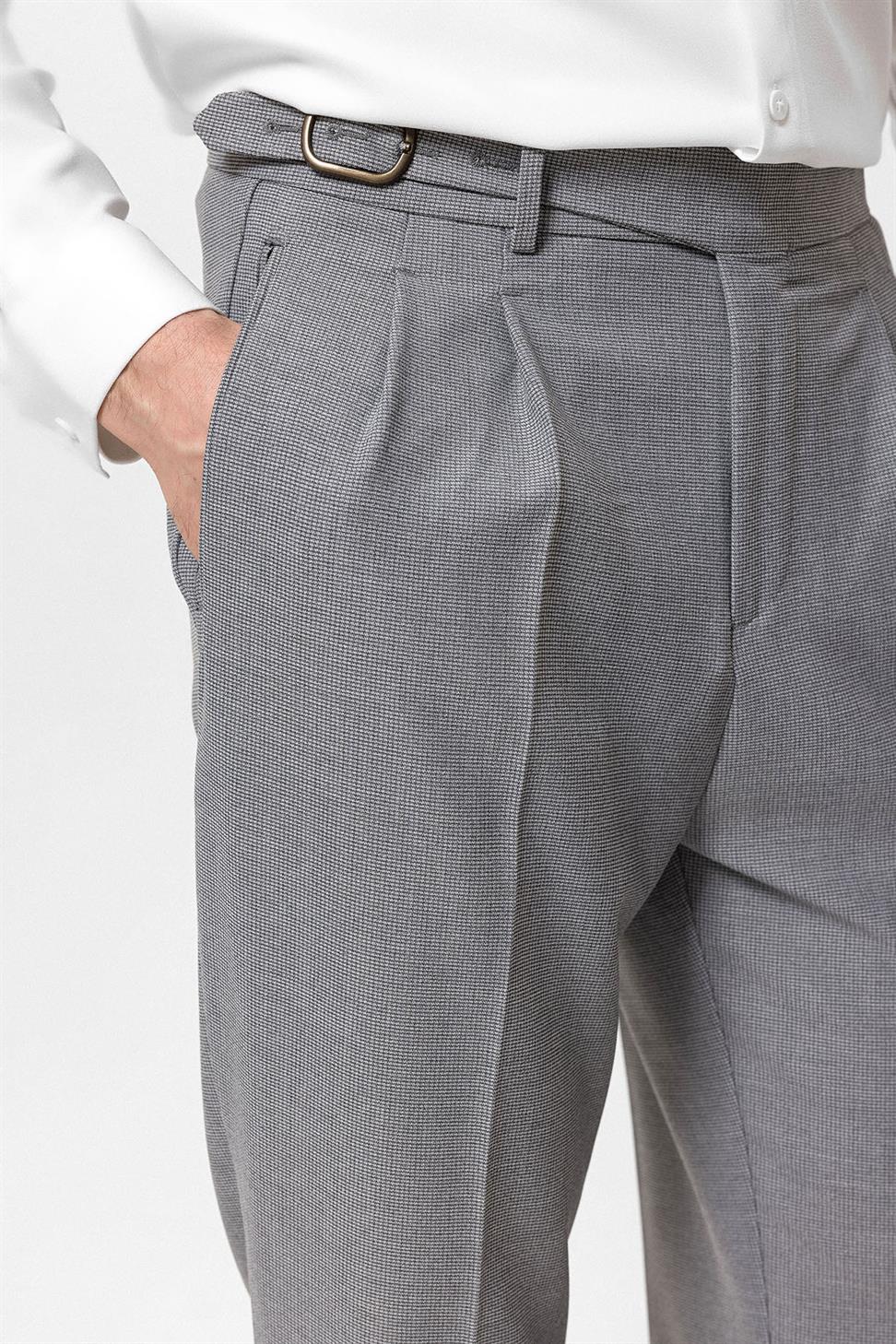 ارتفاع الخصر مشبك مطوي سراويل مفصلة للرجال