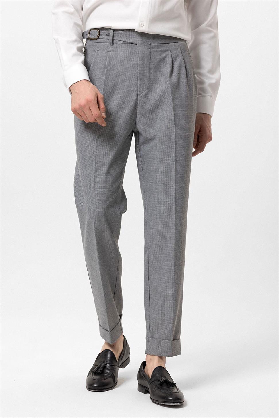 ارتفاع الخصر مشبك مطوي سراويل مفصلة للرجال