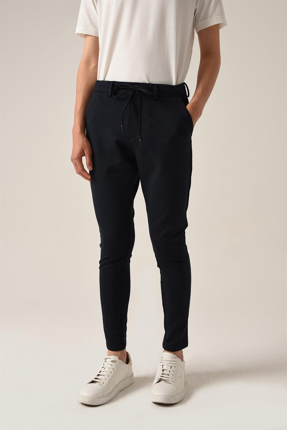 بنطلون خصر عالي الخصر برباط