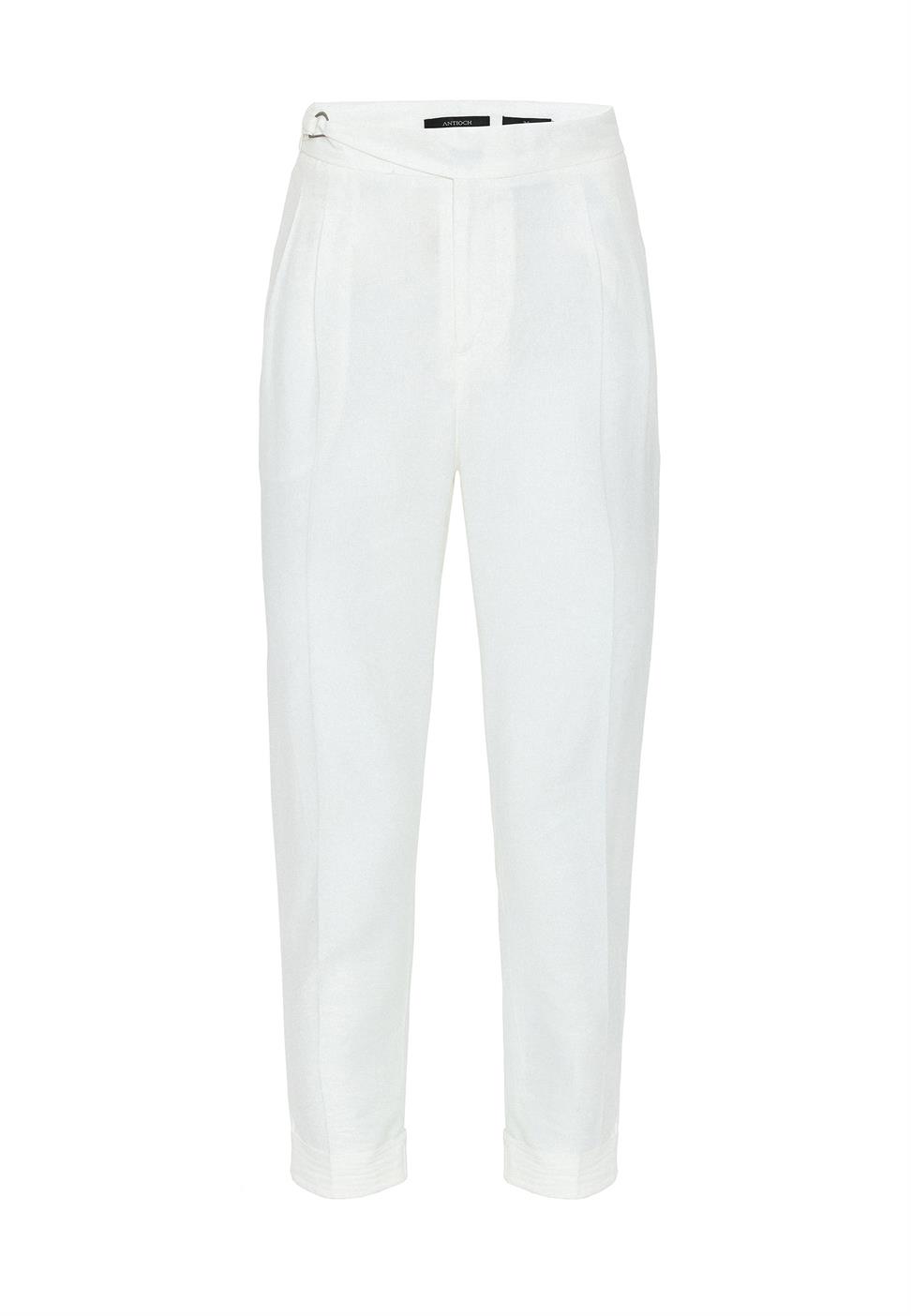 ارتفاع الخصر مشبك التفاصيل مطوي بنطلون للرجال