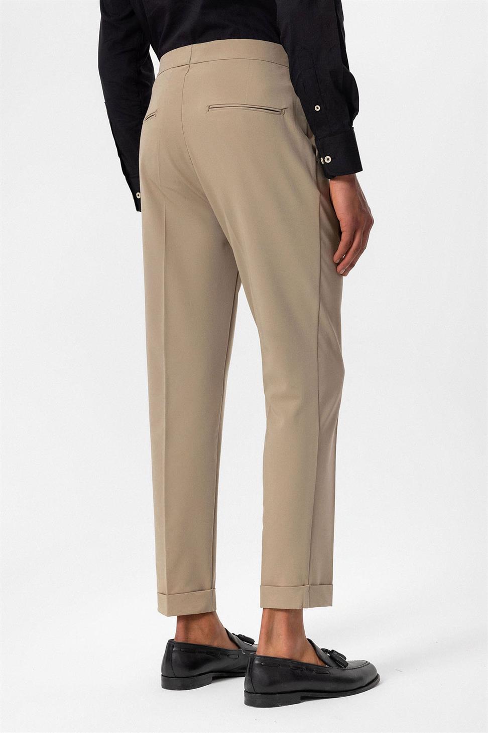 ارتفاع الخصر مشبك إغلاق سراويل الرجال مطوي