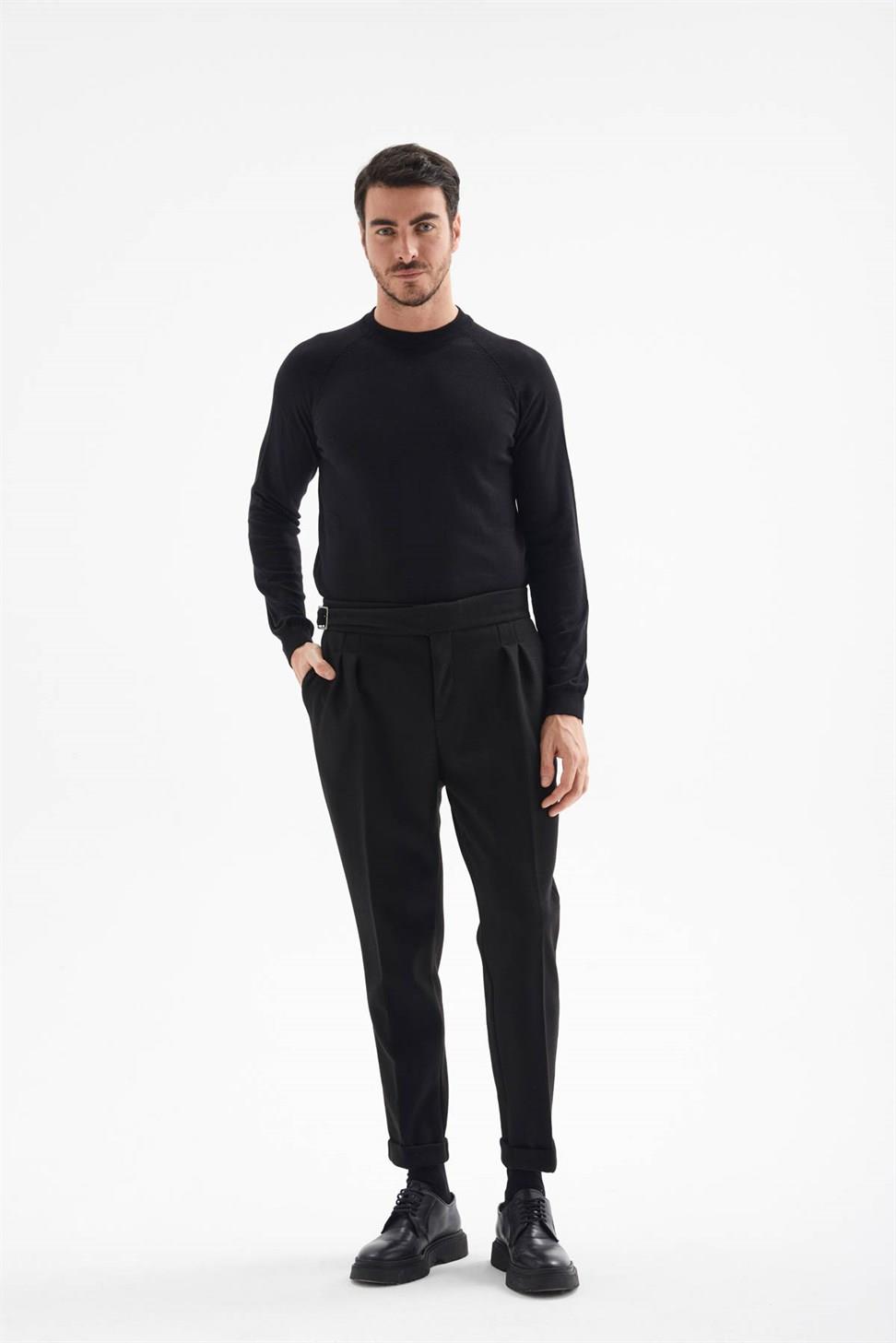 ارتفاع الخصر مشبك الحزام السراويل الكاش مطوي