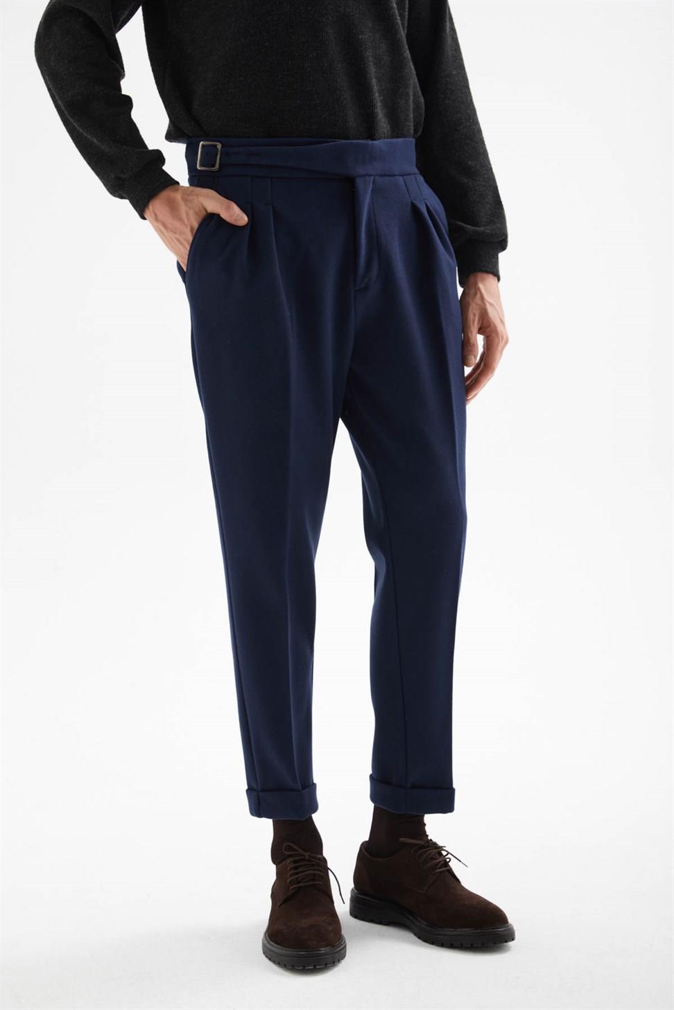 ارتفاع الخصر مشبك الحزام السراويل الكاش مطوي