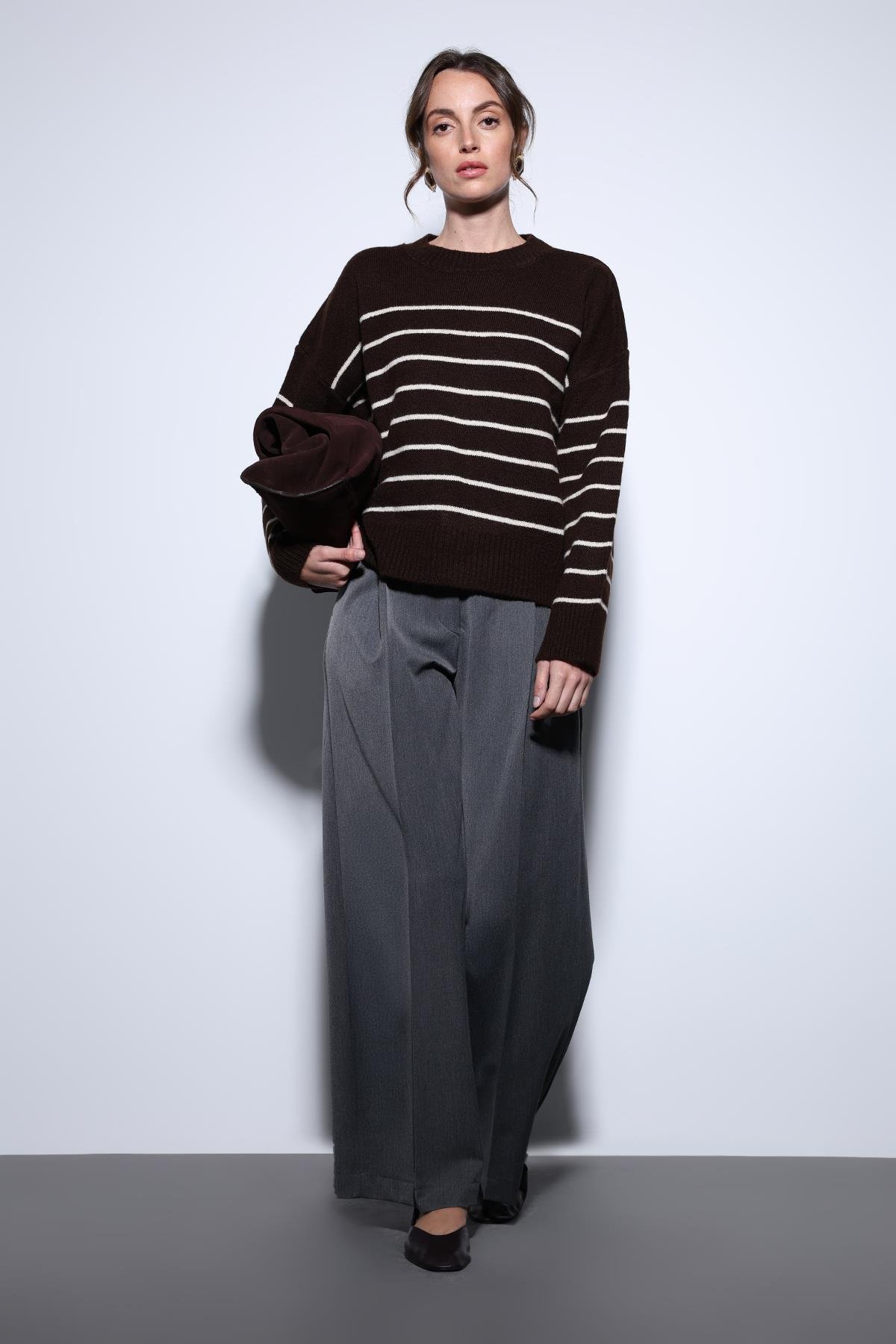 Antioch Antrasit Geniş Paça Kadın Pantolon