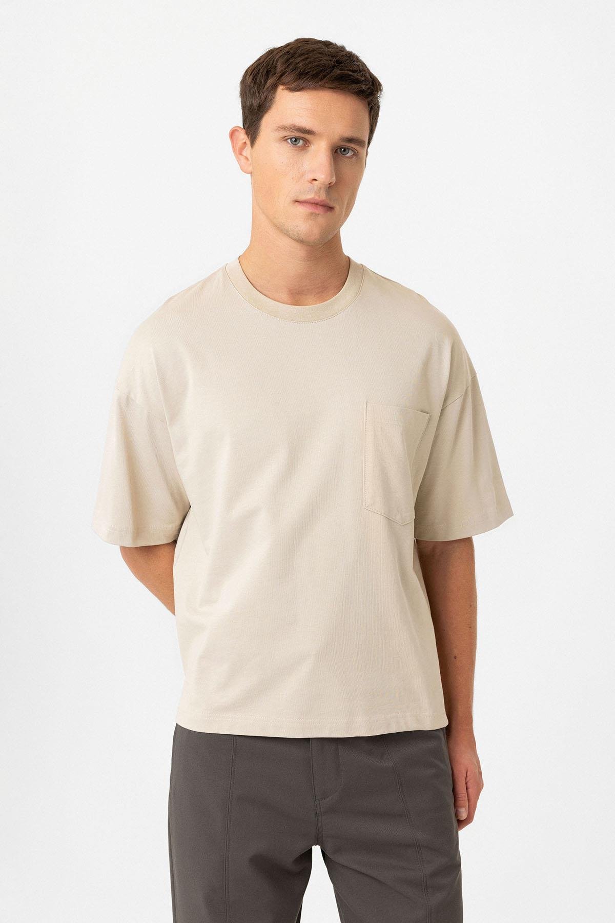 Antioch Bej Relaxed Basic Erkek T-Shirt