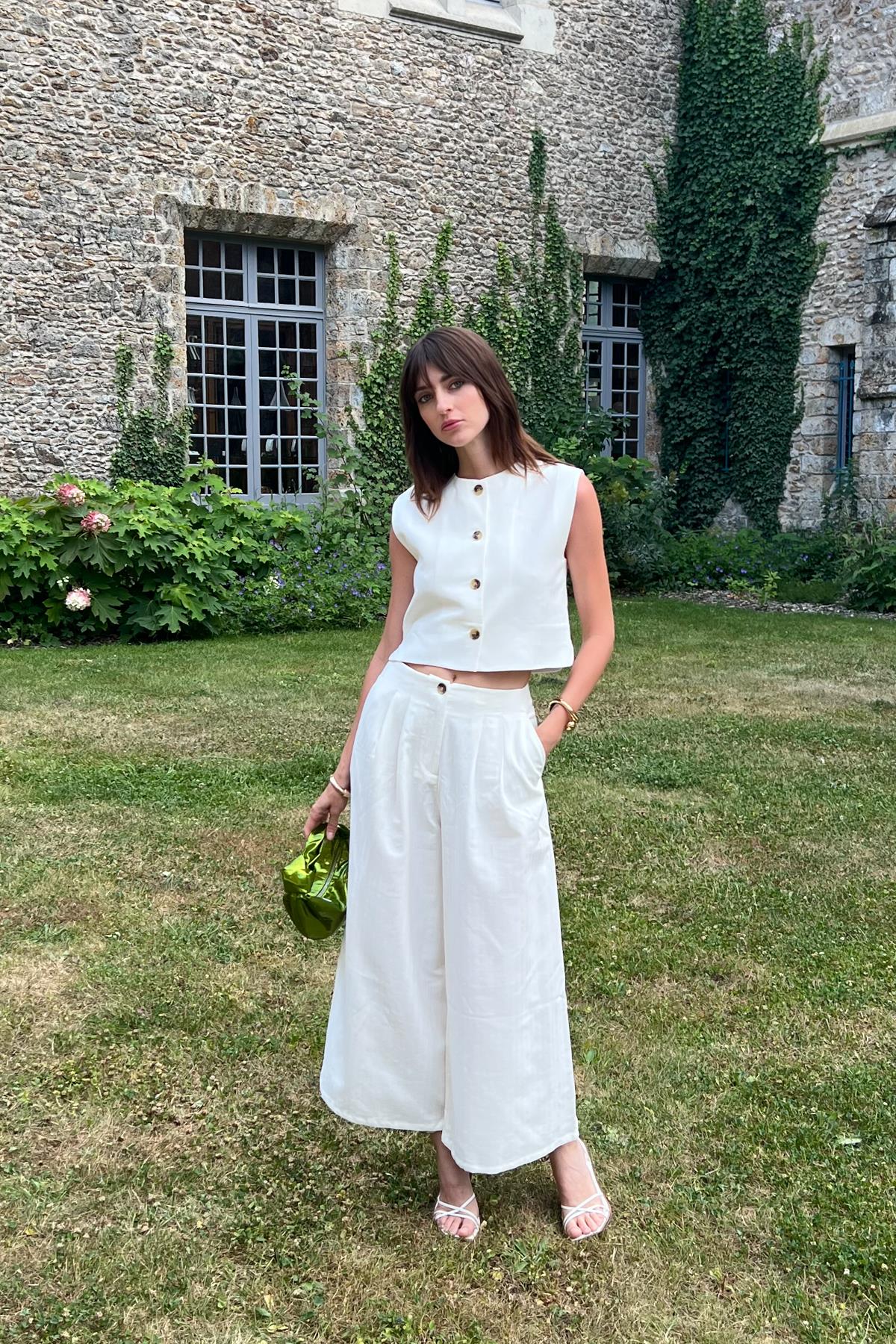 Antioch Beyaz Keten Karışımlı Kadın Yelek