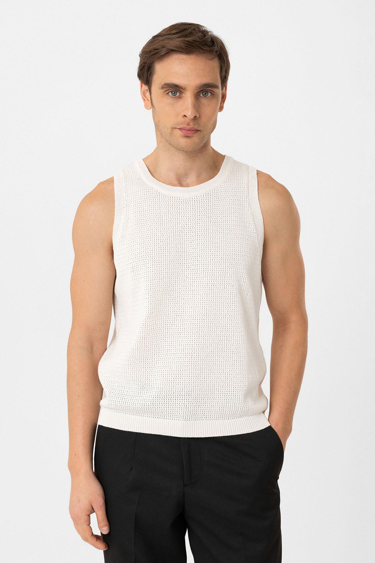 Antioch Beyaz Örme Dokulu Erkek Atlet