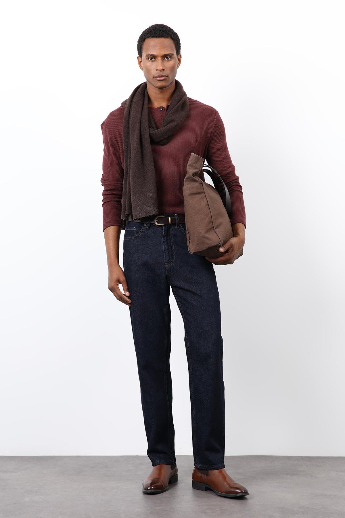 Antioch Bordo Fitilli Düğmeli Yaka T-Shirt