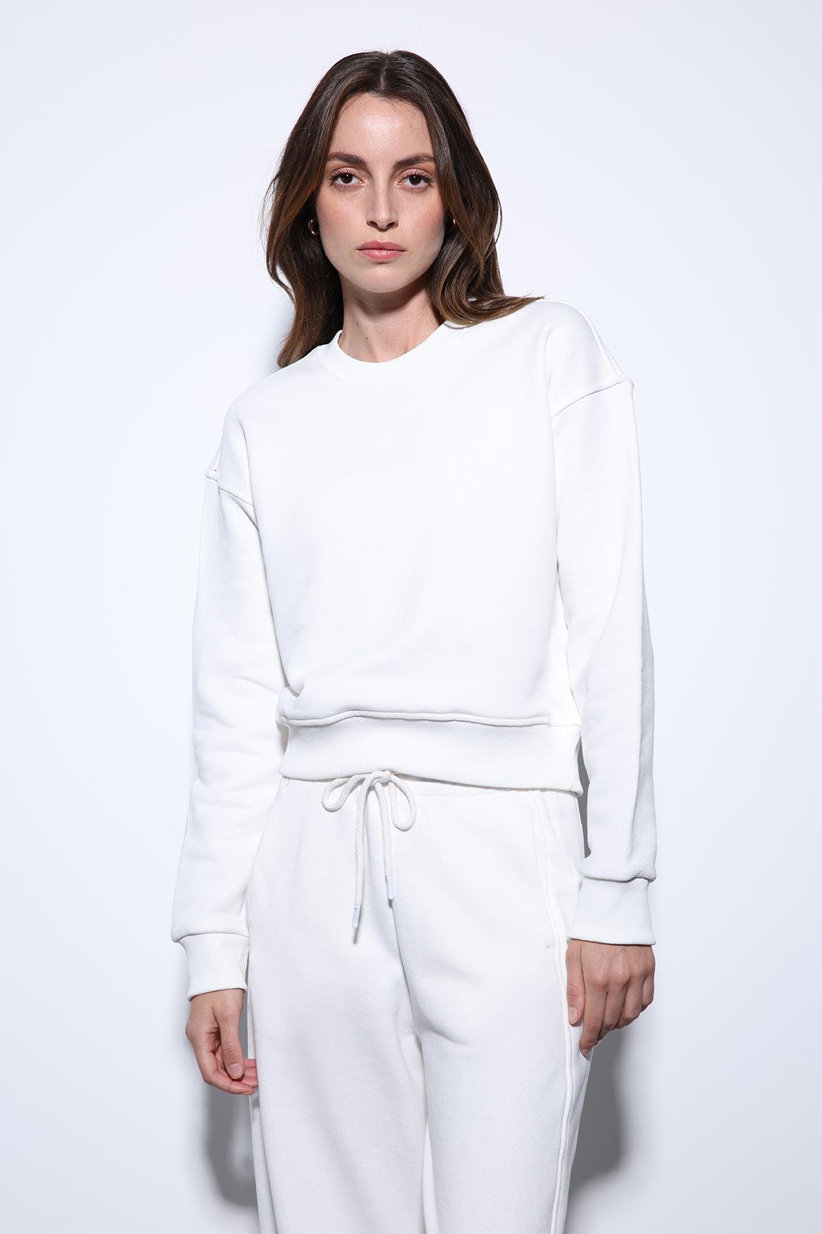 Antioch Ekru Basic Kadın Sweatshirt