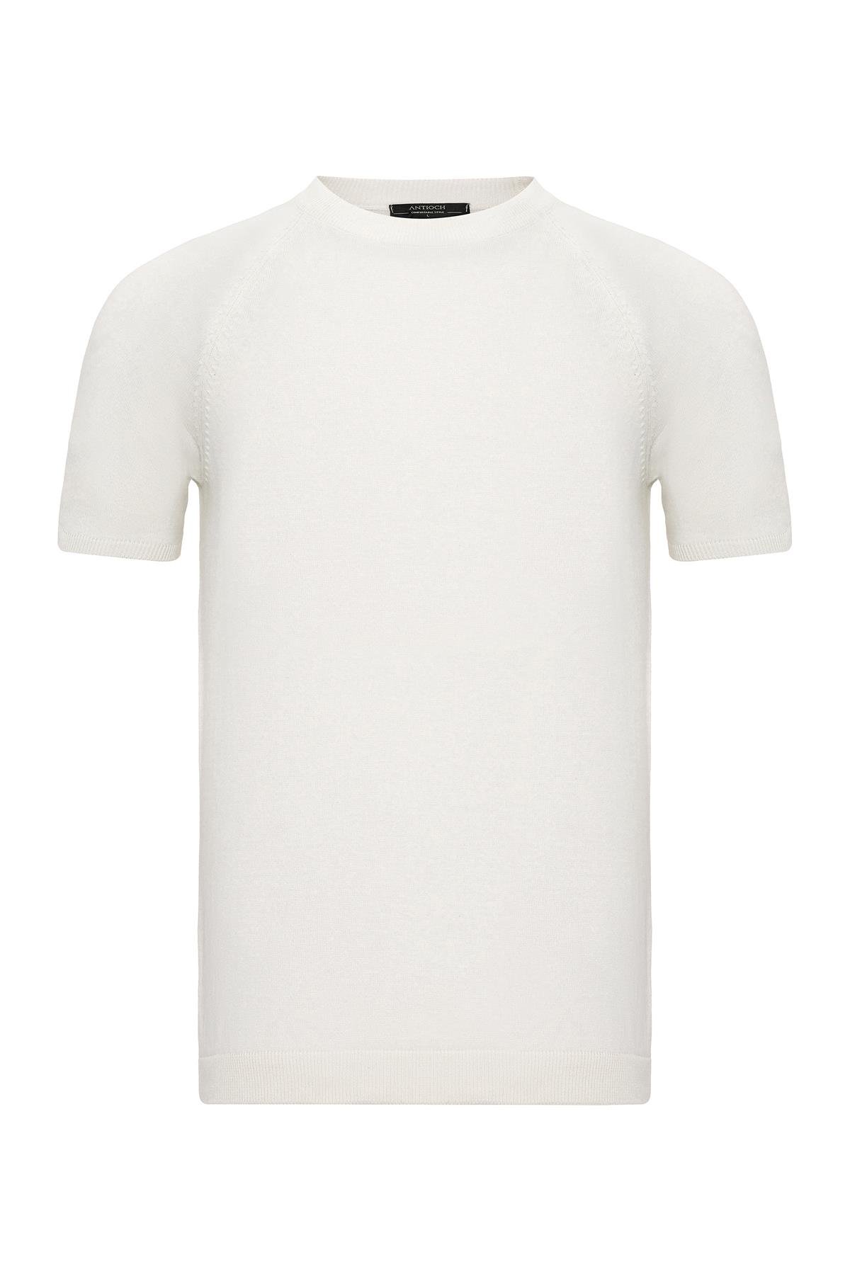 Antioch Ekru Bisiklet Yaka Triko T-Shirt