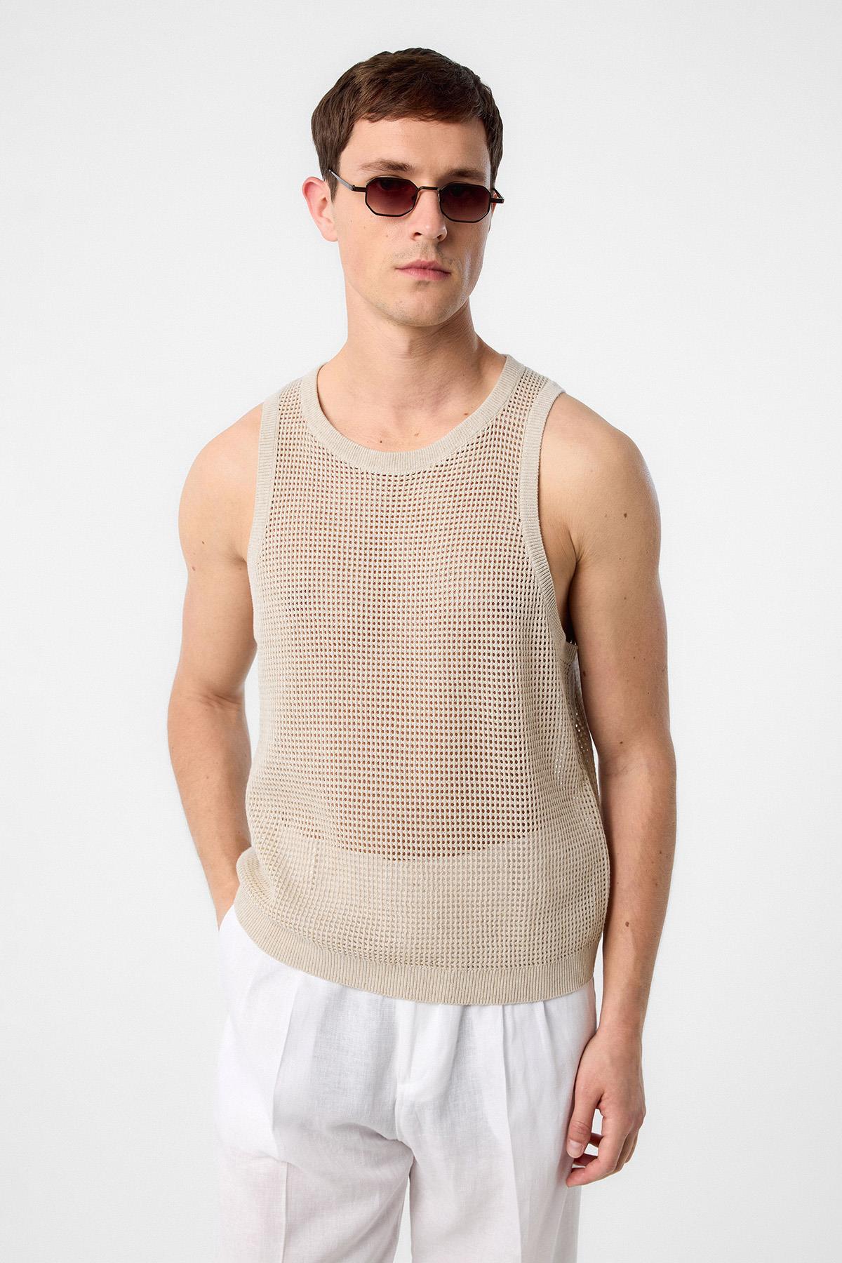 Antioch Ekru Triko Erkek Atlet