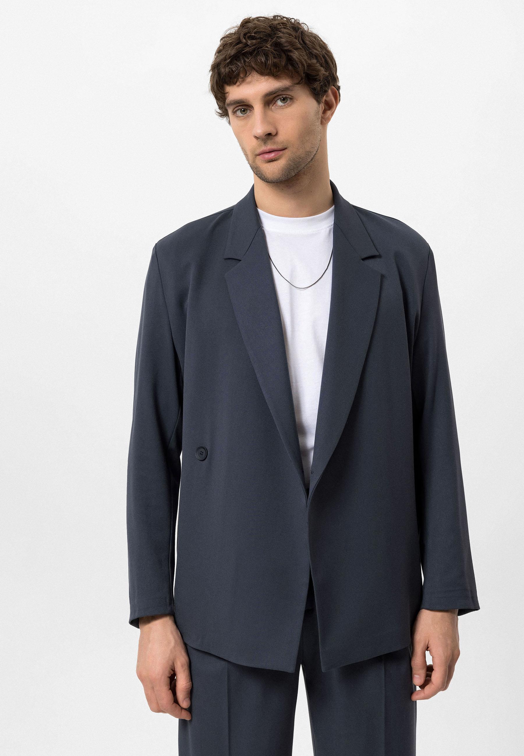 Antioch Füme Kruvaze Kapama Gizli Cep Erkek Blazer Ceket