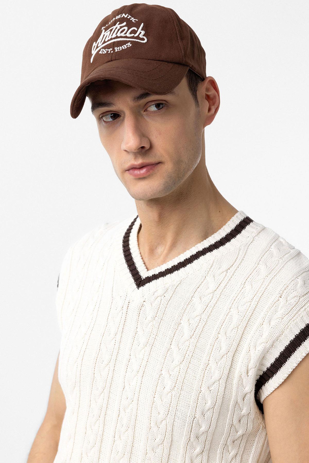 Antioch Kahve İşlemeli Erkek Şapka