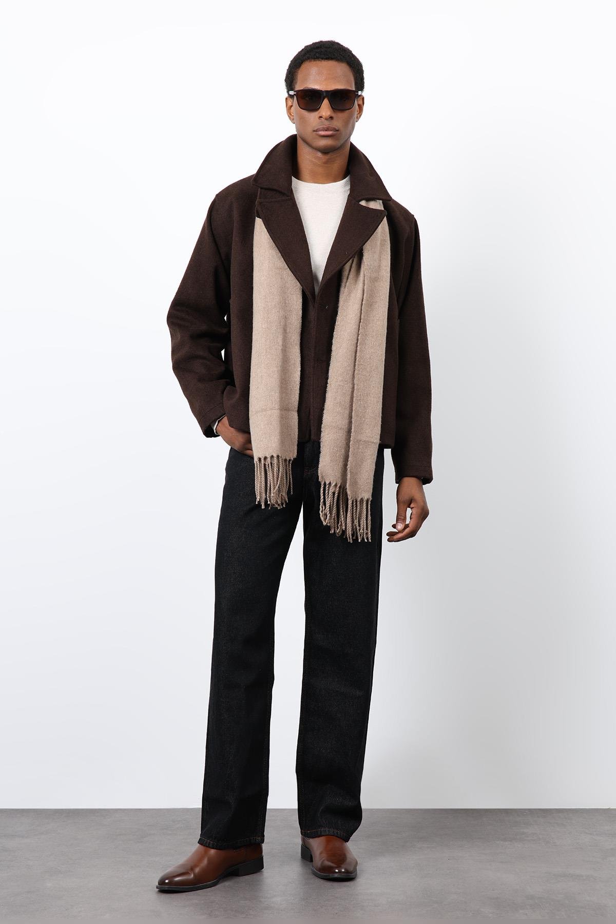 Antioch Kahve Kruvaze Kapama Kısa Erkek Kaban