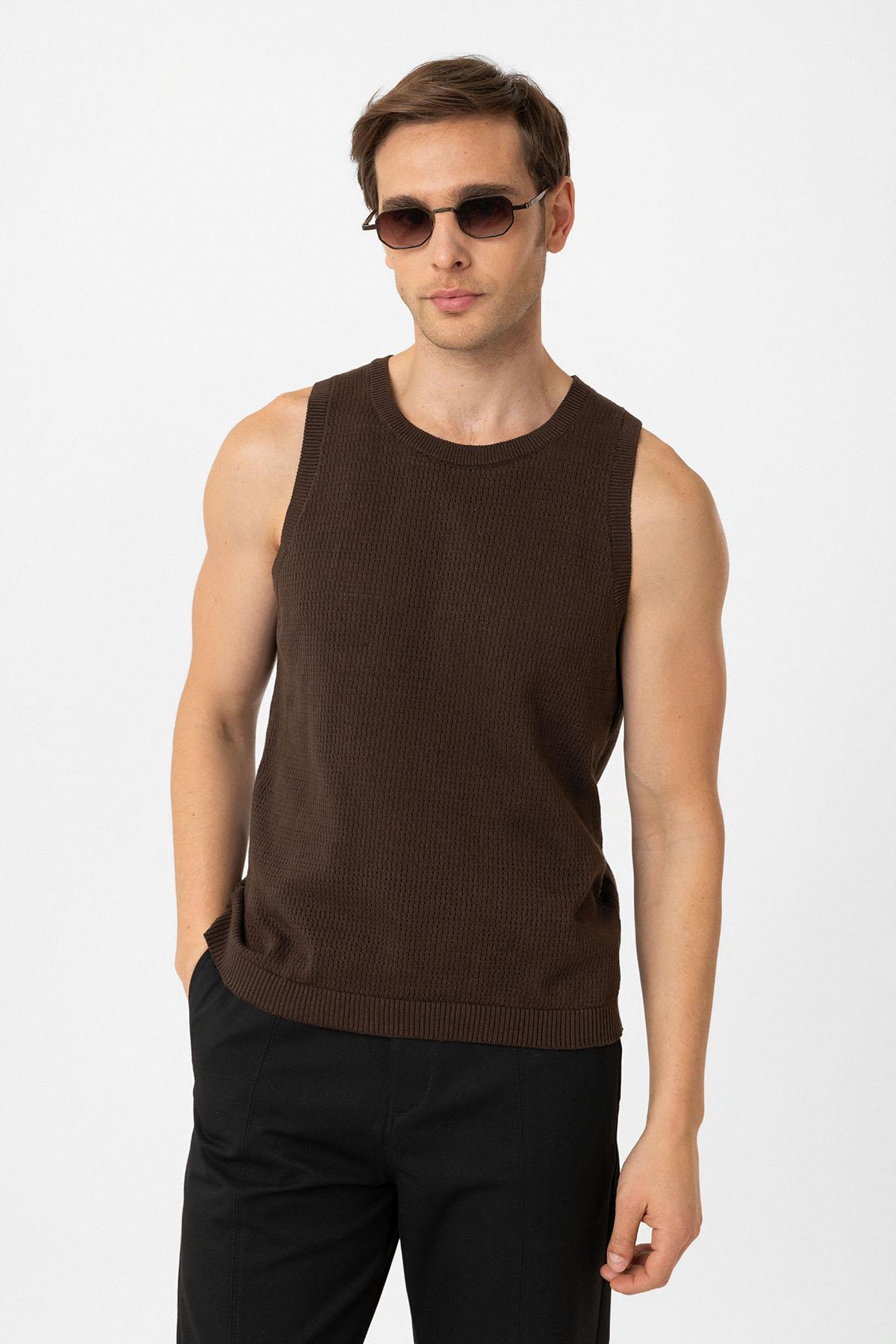 Antioch Kahve Örme Dokulu Erkek Atlet