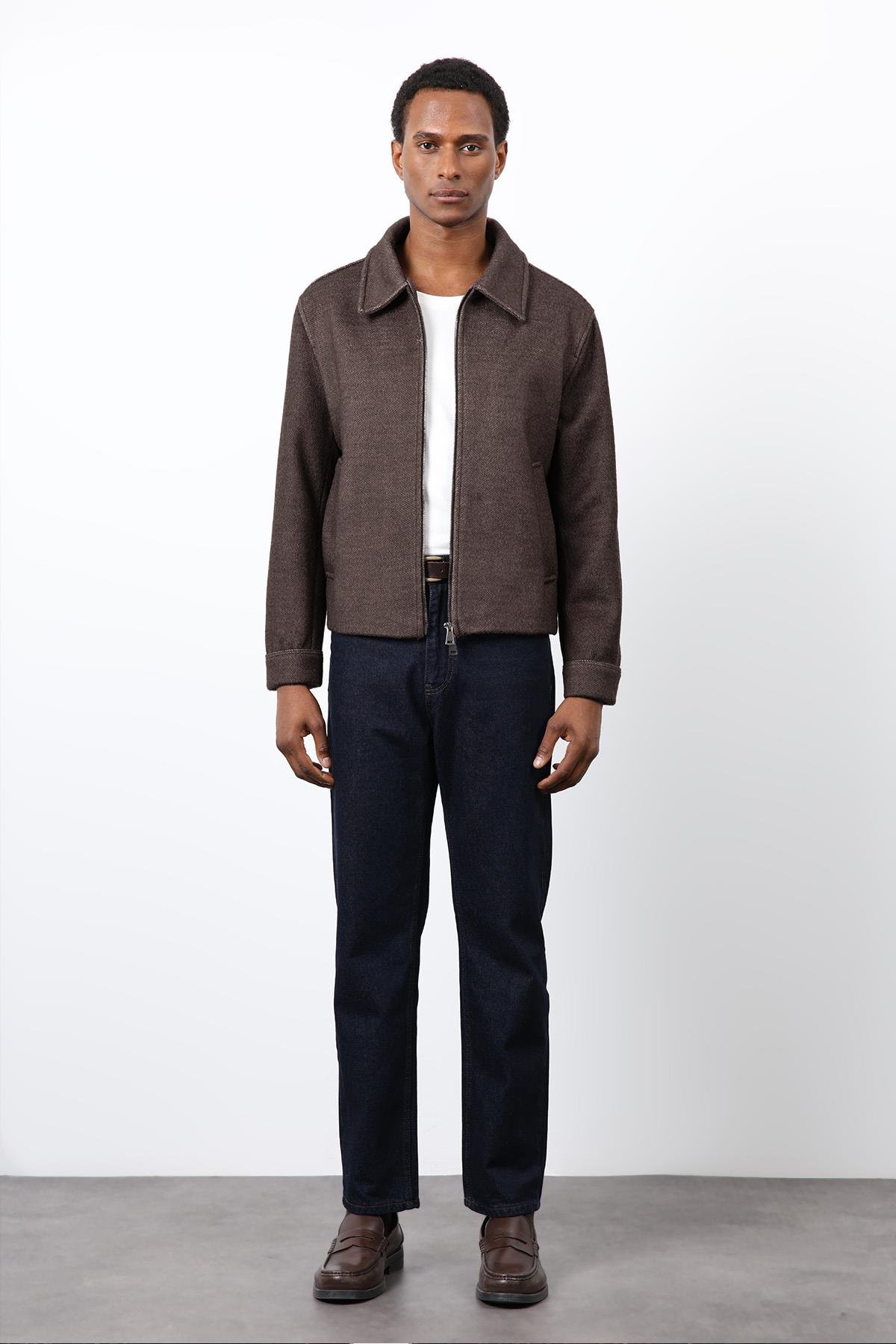 Antioch Kahve Yün Karışımlı Erkek Ceket