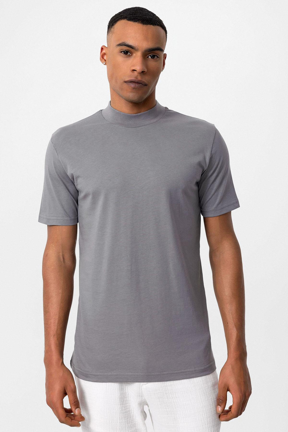 Antioch Koyu Gri Slim Fit Basic T-Shirt