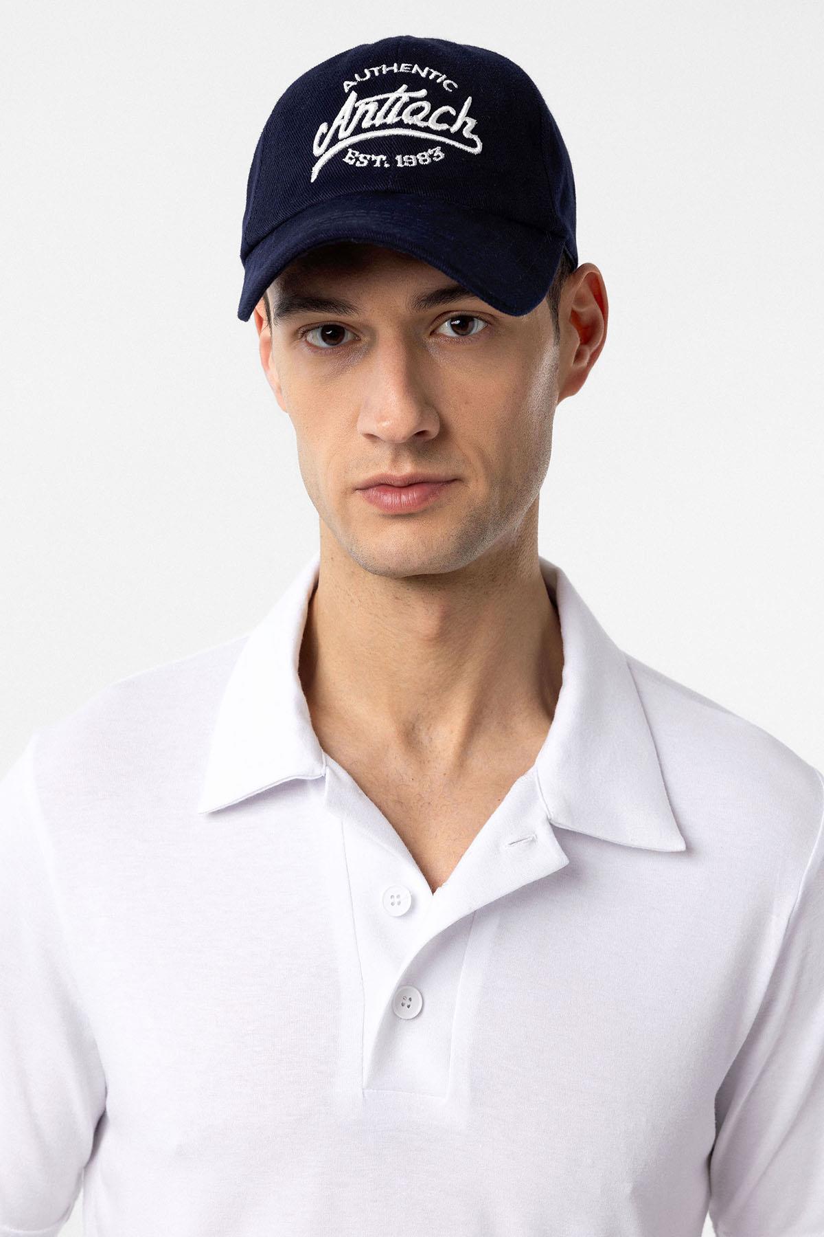 Antioch Lacivert İşlemeli Erkek Şapka