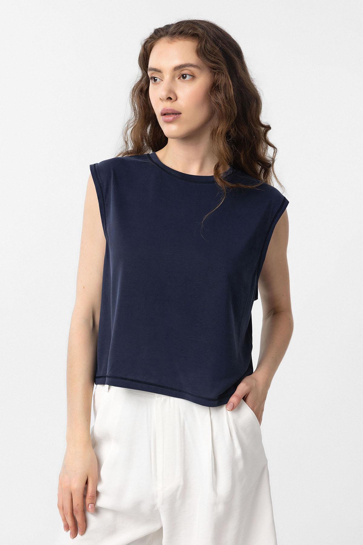 Antioch Lacivert Modal Kumaş Kadın T-Shirt