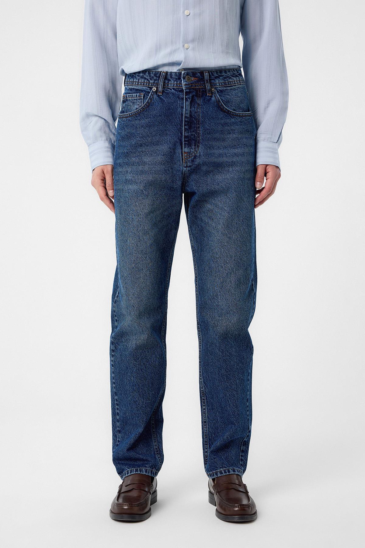 Antioch Lacivert Yüksek Bel Regular Fit Erkek Kot Pantolon