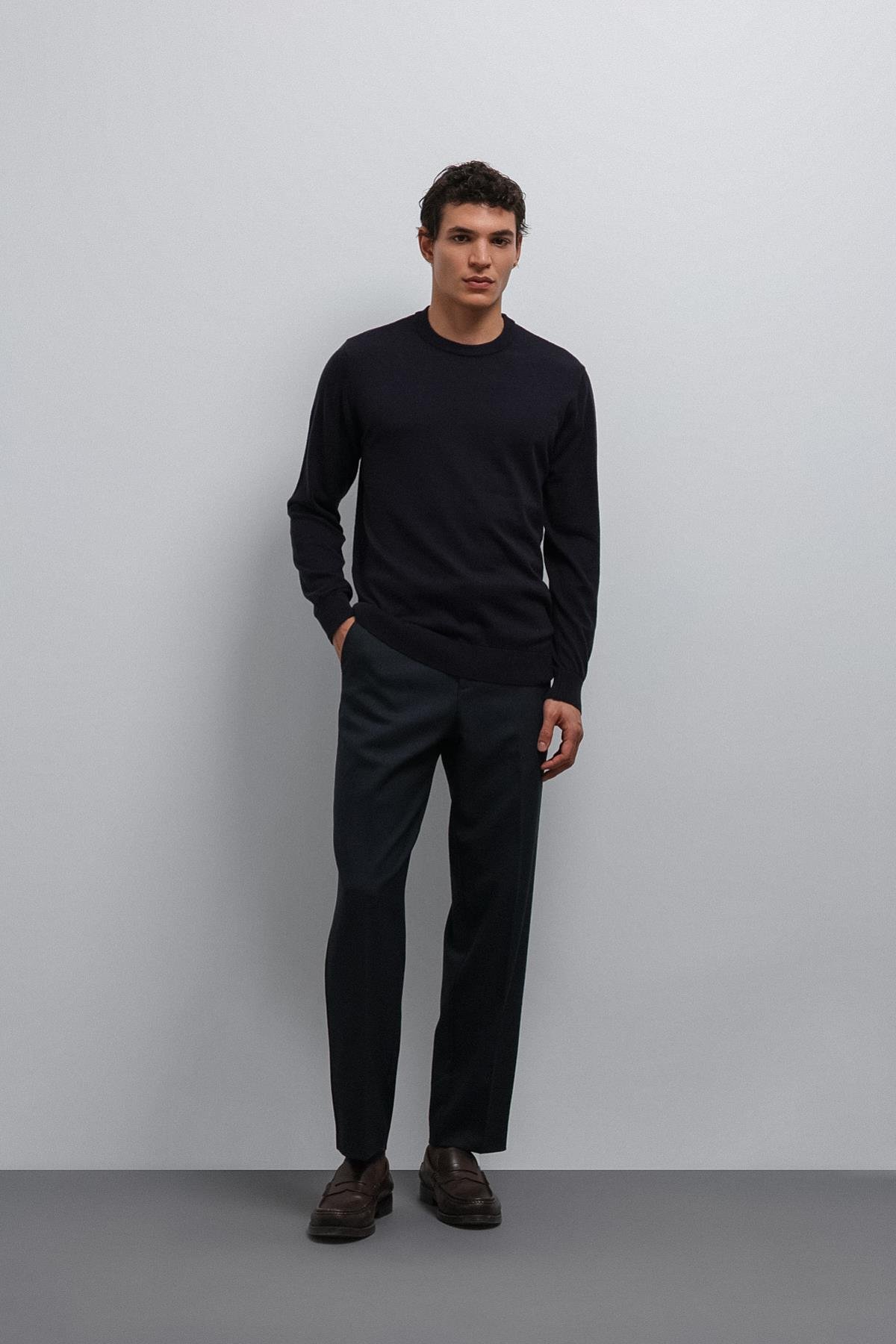 Antioch Lacivert Yumuşak Dokulu Basic Erkek Kazak