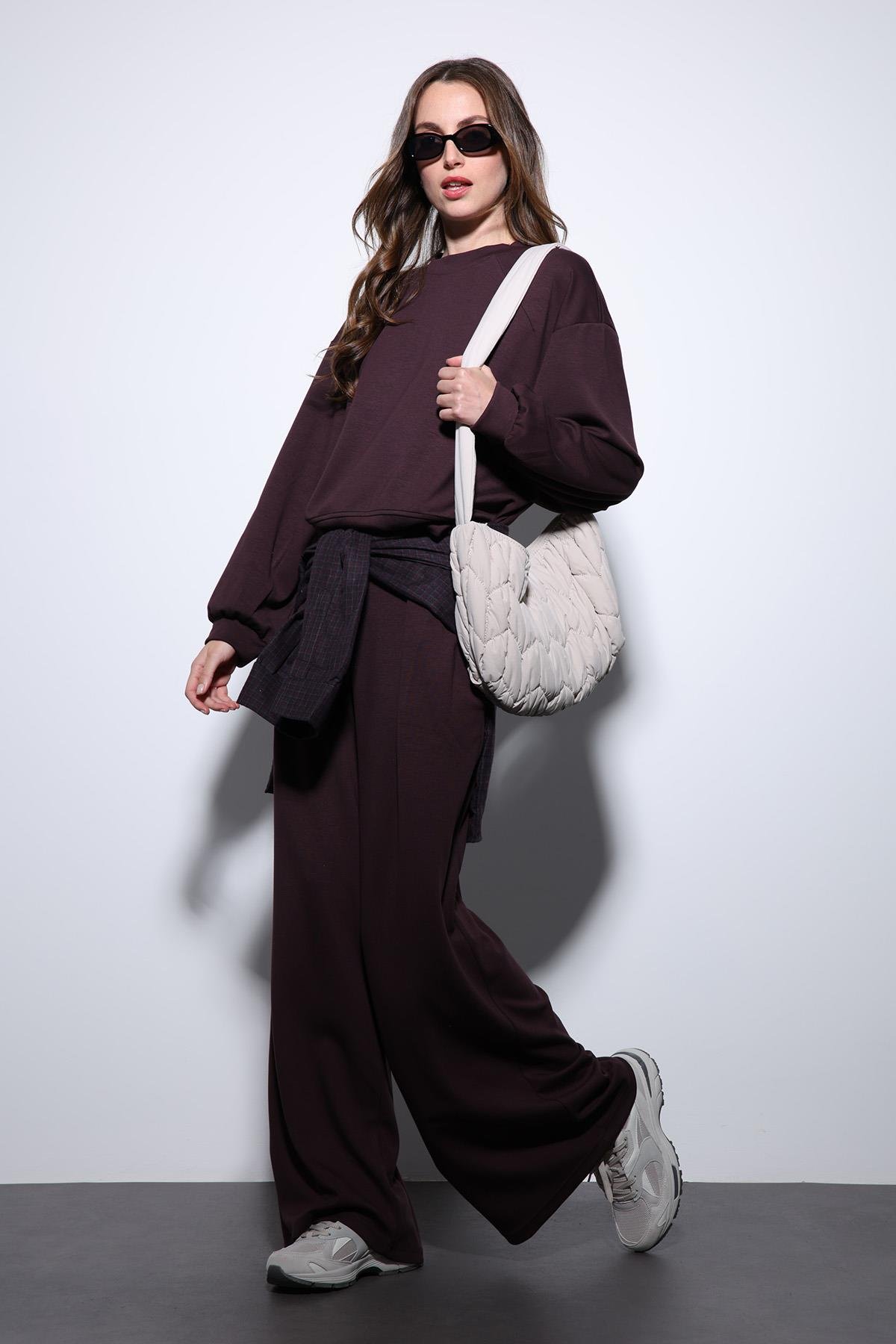 Antioch Mürdüm Geniş Paça Relaxed Kadın Takım