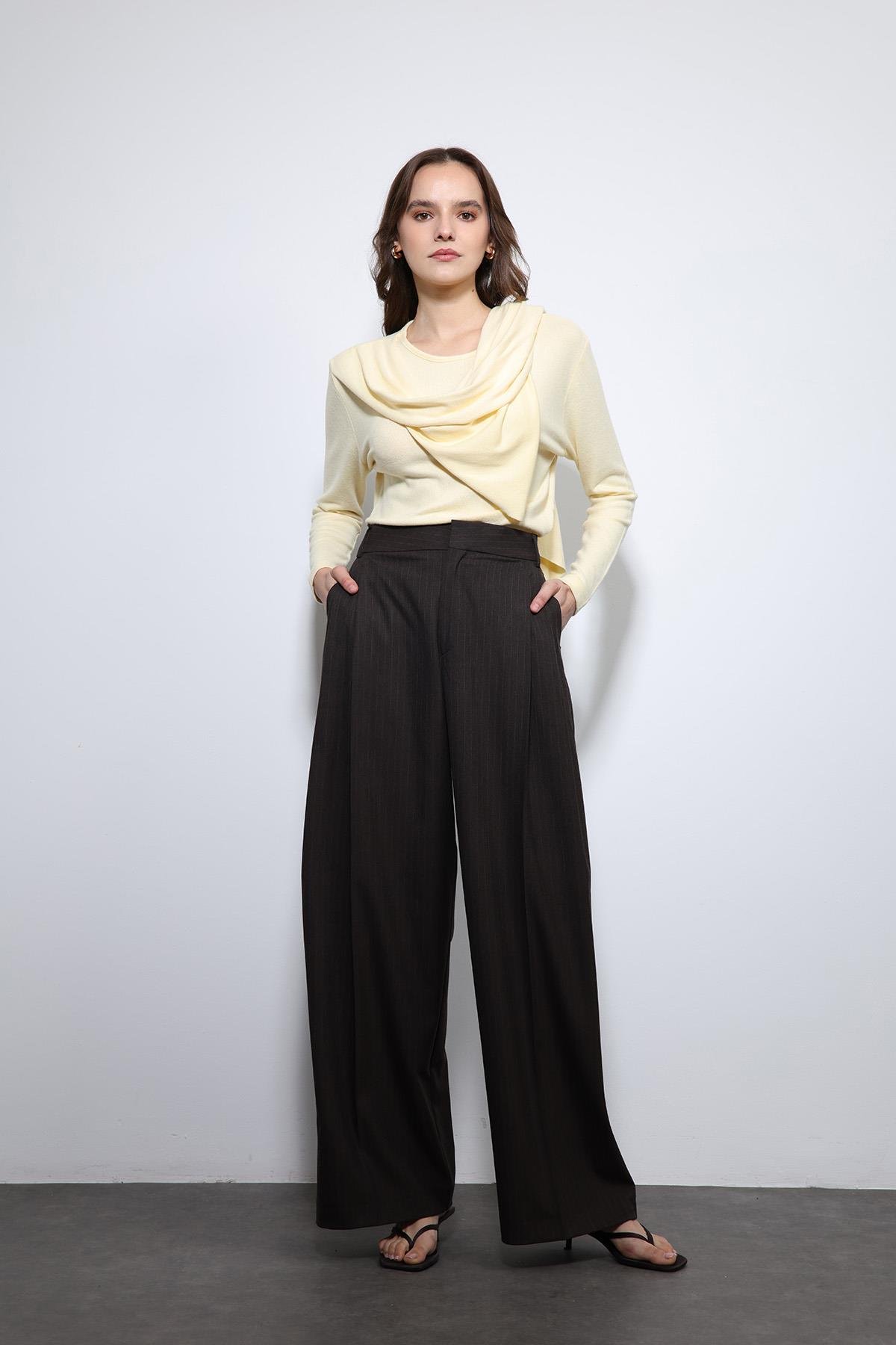 Antioch Sarı Drapeli Şal Detaylı Top