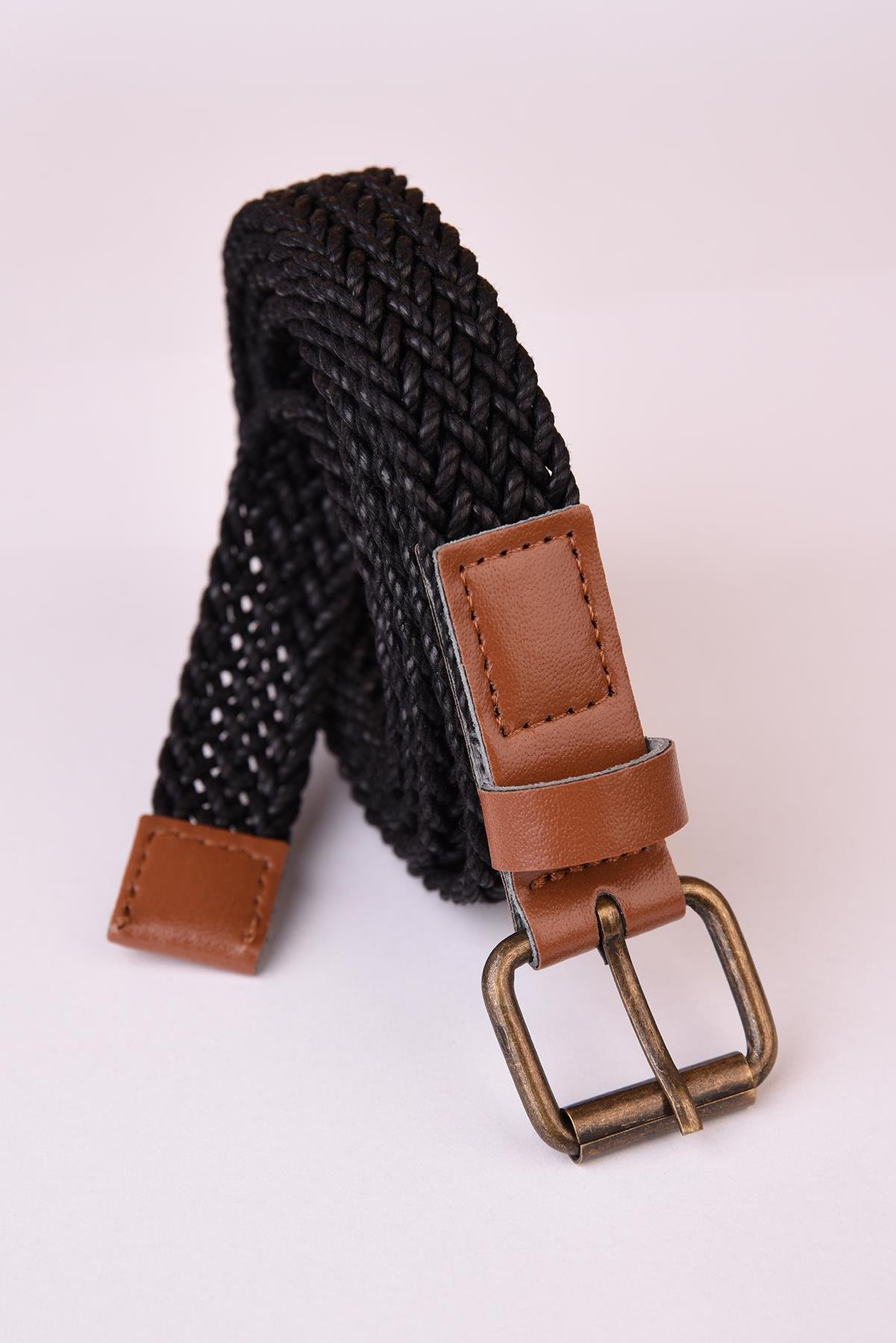 Antioch Siyah İnce Örme Erkek Kemer