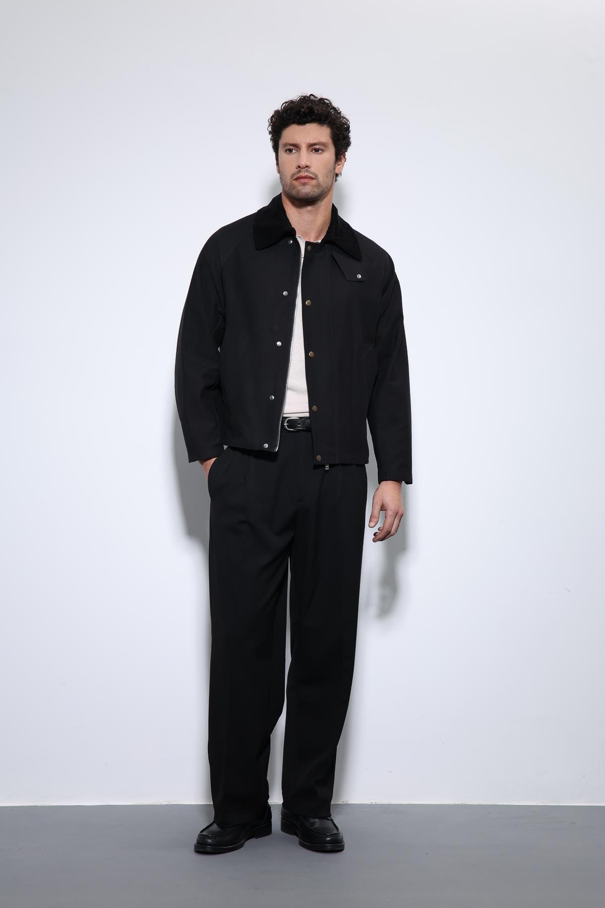 Antioch Siyah Kontrast Yaka Erkek Ceket