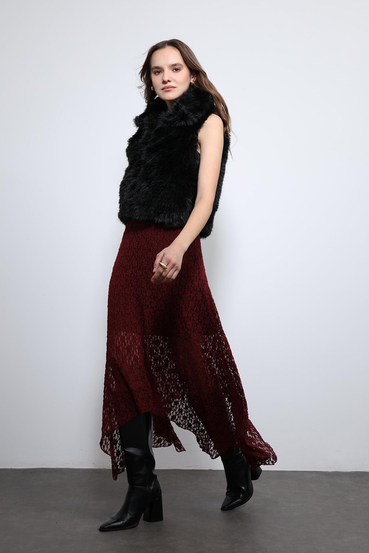 Antioch Siyah Peluş Görünümlü Yelek